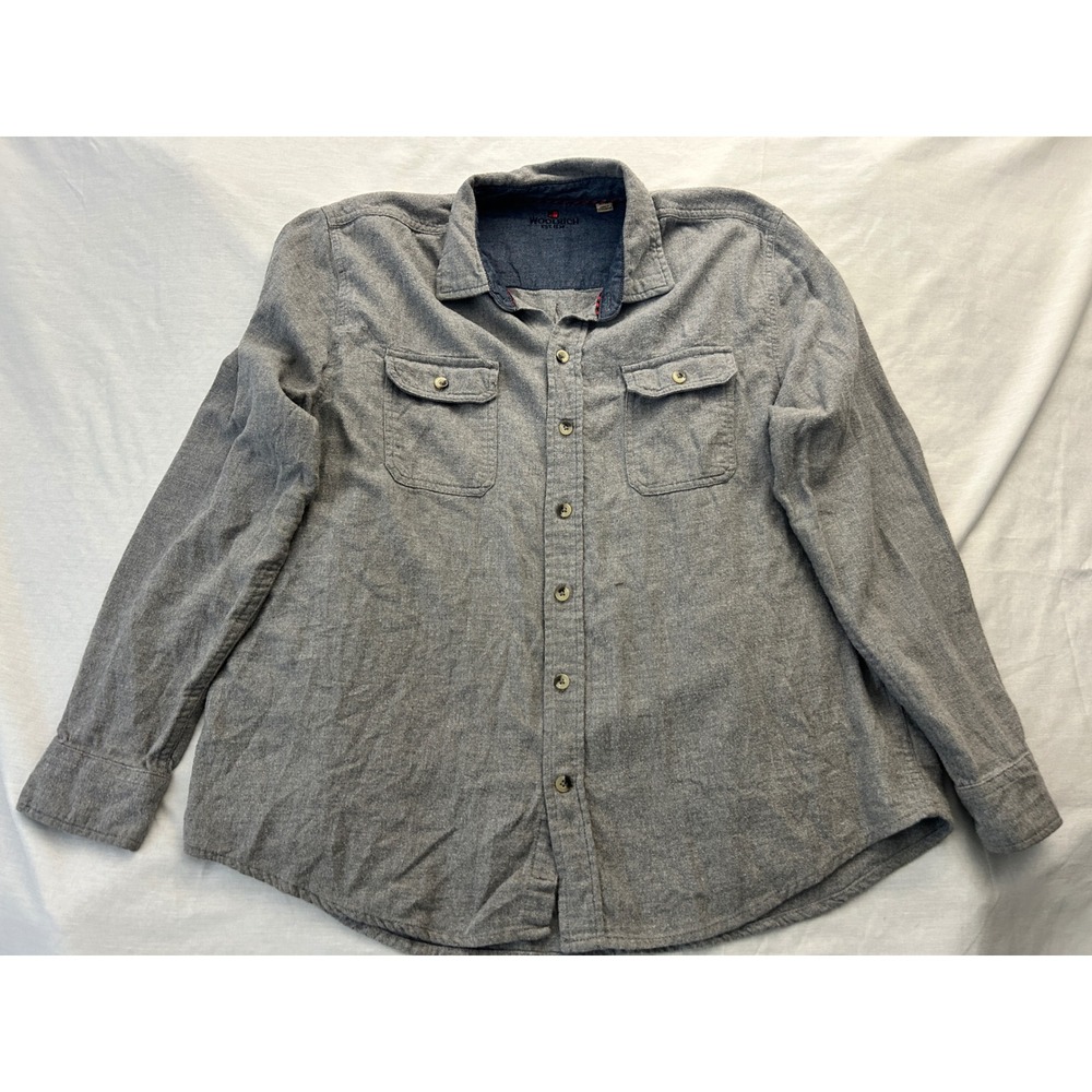 Woolrich Mens Gray Flannel Button Down Shirt Long Sleeve XL Cotton Outdoor